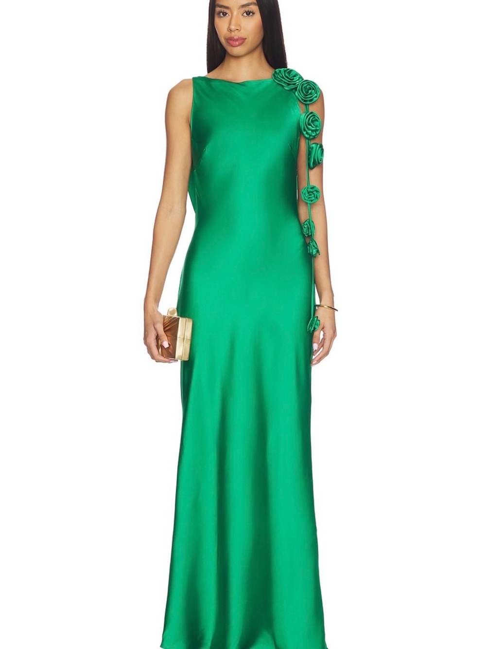 Zurina Lowback Maxi Dress in Emerald